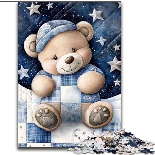Puzzle für Erwachsene, 1000 Teile, schlafender Teddy, aus Pappe, Puzzle für Erwachsene, Familienaktivitätsspiel für Teenager, anspruchsvolles Denkspiel (Größe 26x38cm) von WGLINGX