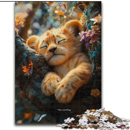 Puzzle für Erwachsene, 1000 Teile, schlafendes Löwenjunges, Holzpuzzle, interaktives Familienspiel, geeignet für Kinder ab 14 Jahren (Größe 50x75cm) von WGLINGX