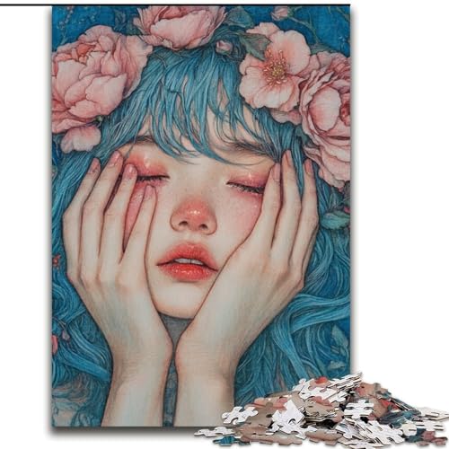 Puzzle für Erwachsene, 1000 Teile, schlafendes Mädchen, Holzpuzzle, interaktives Familienspiel, geeignet für Kinder ab 14 Jahren (Größe 50x75cm) von WGLINGX