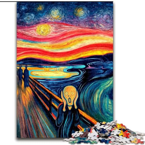 Puzzle für Erwachsene, 1000 Teile, schockierende Kunstwerke, Kartonpuzzle, interaktives Familienspiel, geeignet für Kinder ab 14 Jahren (Größe 26x38cm) von WGLINGX