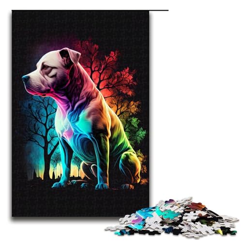 Puzzle für Erwachsene, 1000 Teile, schönes Pitbull-Hunde-Puzzle – anspruchsvolles Spiel, 50 x 75 cm Puzzle für Erwachsene, 1000 Teile, schönes Pitbull-Hunde-Puzzle – anspruchsvolles Spiel, 50 x 75 cm von WGLINGX
