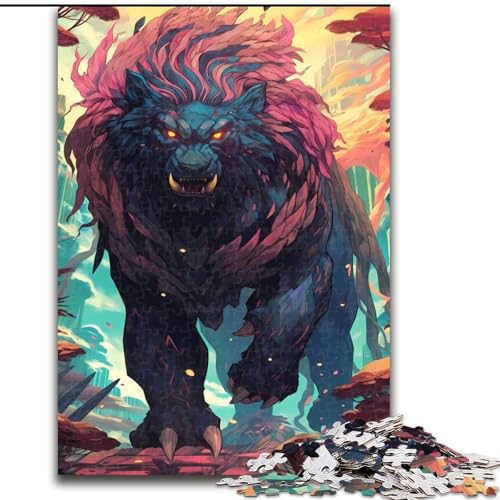 Puzzle für Erwachsene, 1000 Teile, schwarzes Löwenmonster, Holzpuzzle, Geburtstage, Weihnachten, Halloween, Thanksgiving, Ostern, Größe 26x38cm Puzzle für Erwachsene, 1000 Teile, schwarzes Löwenmonster, Holzpuzzle, Geburtstage, Weihnachten, Halloween, Thanksgiving, Ostern, Größe 26x38cm von WGLINGX