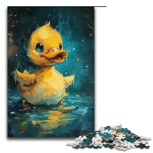 Puzzle für Erwachsene, 1000 Teile, süße kleine gelbe Ente, Puzzle für Erwachsene, Kartonpuzzle, Lernspiel (Größe 38 x 26 cm) von WGLINGX