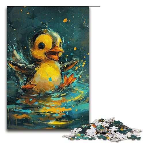 Puzzle für Erwachsene, 1000 Teile, süße kleine gelbe Ente, Puzzle für Erwachsene, Kartonpuzzle, Lernspiel (Größe 38 x 26 cm) von WGLINGX