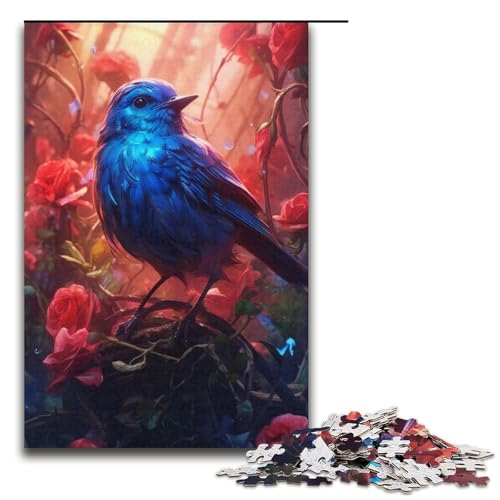 Puzzle für Erwachsene, 1000 Teile, süßer Kleiner Blauer Vogel, Papppuzzle für Erwachsene, Familienspiele (Größe 38 x 26 cm) von WGLINGX