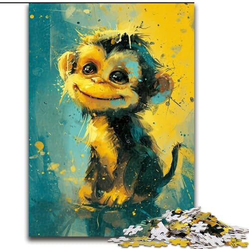 Puzzle für Erwachsene, 1000 Teile, süßer Kleiner gelber AFFE, Holzpuzzle, anspruchsvolles Denkspiel für Teenager, Familienspaß, DIY-Geschenk zur Heimdekoration (Größe 50x75cm) von WGLINGX