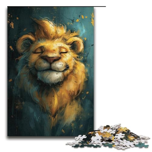 Puzzle für Erwachsene, 1000 Teile, süßer Kleiner gelber Löwe, Puzzle für Erwachsene, Papppuzzle, Familiendekoration (Größe 38 x 26 cm) von WGLINGX
