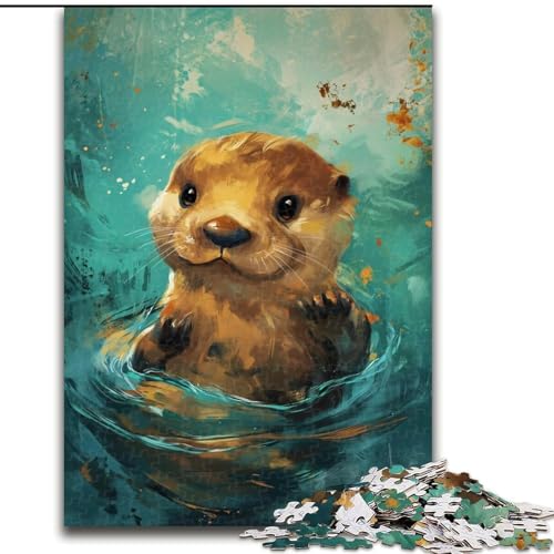 Puzzle für Erwachsene, 1000 Teile, süßer Kleiner gelber Otter, schwierige Puzzles für Erwachsene, Lernspiele, Heimdekoration (Größe 26x38cm) von WGLINGX