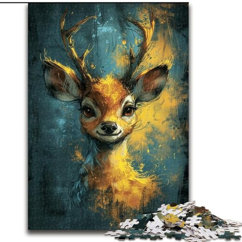 Puzzle für Erwachsene, 1000 Teile, süßes kleines gelbes REH, Puzzle 1000 Teile für Erwachsene, Lernspiele, Heimdekoration (Größe 26x38cm) von WGLINGX