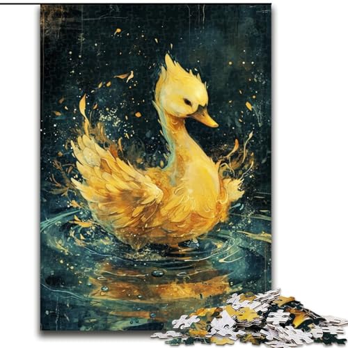 Puzzle für Erwachsene, 1000 Teile, süßes kleines gelbes Schwanen-Puzzle für Erwachsene, Geburtstage, Feiertage und als Heimdekoration (Größe 50x75cm) von WGLINGX