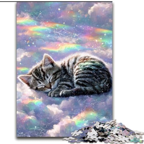 Puzzle für Erwachsene, 1000 Teile, verträumtes Kätzchen, anspruchsvolle Puzzles, Spaß für die ganze Familie, Basteln, perfekt für Geburtstage, Feiertage (Größe 26x38cm) von WGLINGX