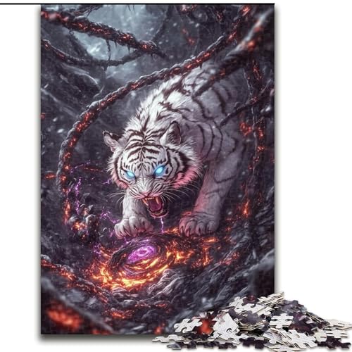 Puzzle für Erwachsene, 1000 Teile, weißer Tiger, 1000 Teile, Puzzle für Erwachsene, für Jugendliche ab 14 Jahren, Heimdekoration (Größe 26x38cm) von WGLINGX