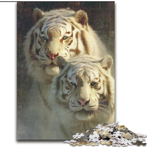 Puzzle für Erwachsene, 1000 Teile, weißer Tiger, Puzzle, 1000 Teile, Heimdekorationsgeschenk, Denkspiel (Größe 26x38cm) von WGLINGX