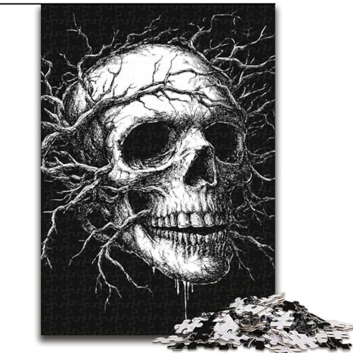 Puzzle für Erwachsene, 1000 Teile, weißer Totenkopf, anspruchsvolle Puzzles, Spaß für die ganze Familie, Basteln, perfekt für Geburtstage, Feiertage (Größe 26x38cm) von WGLINGX