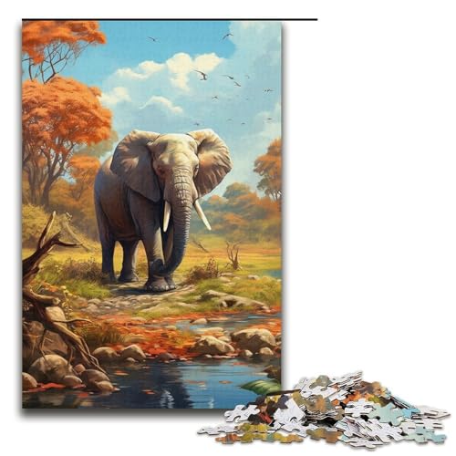 Puzzle für Erwachsene, 1000 Teile, wunderschönes, farbenfrohes Elefanten-Puzzle – anspruchsvolles Spiel, 38 x 26 cm von WGLINGX