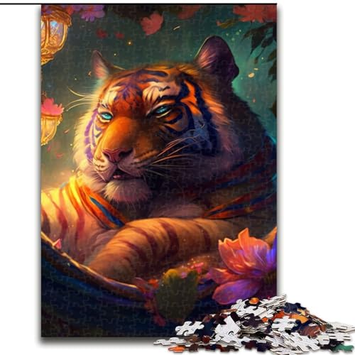 Puzzle für Erwachsene, 1000 Teile, wunderschönes Tiger-Holzpuzzle, anspruchsvolles Denkspiel, Spieleabend mit der Familie (Größe 50x75cm) von WGLINGX