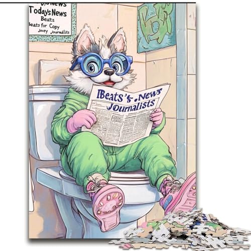 Puzzle für Erwachsene, 1000 Teile „Husky Go Toilet“, schwierige Puzzles für Erwachsene, perfekt für Teenager und Familienspaß, Geburtstag (Größe 26x38cm) von WGLINGX
