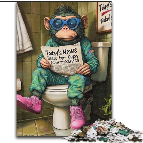 Puzzle für Erwachsene, 1000 Teile „Monkey Go Toilet“, schwierige Puzzles für Erwachsene, perfekt für Teenager und Familienspaß, Geburtstag (Größe 50x75cm) von WGLINGX
