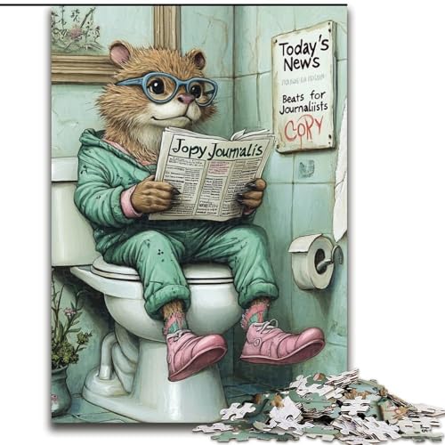 Puzzle für Erwachsene, 1000 Teile „Otter Go Toilet“, anspruchsvolle Puzzles, entspannende Unterhaltung, Heimdekoration (Größe 26x38cm) von WGLINGX