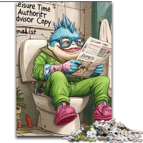 Puzzle für Erwachsene, 1000 Teile „Shark Go Toilet“, schwierige Puzzles für Erwachsene, perfekt für Teenager und Familienspaß, Geburtstag (Größe 26x38cm) von WGLINGX
