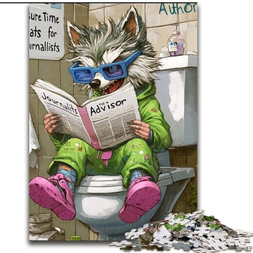 Puzzle für Erwachsene, 1000 Teile „Wolf Go Toilet“, schwierige Puzzles für Erwachsene, perfekt für Teenager und Familienspaß, Geburtstag (Größe 26x38cm) von WGLINGX