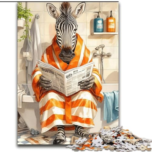 Puzzle für Erwachsene, 1000 Teile „Zebra im Badezimmer“, Puzzle für Erwachsene für Familienspaß, perfekt für den Urlaub, interaktive Spieleabende (Größe 50x75cm) von WGLINGX