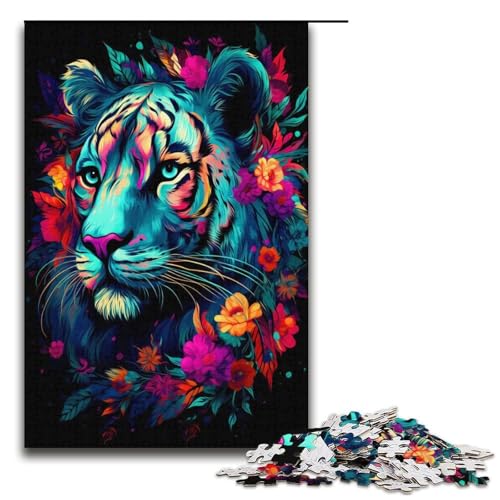 Puzzle für Erwachsene, 1000 Tiger-Puzzle für Erwachsene, Papierpuzzle, Lernspiel (Größe 38 x 26 cm) von WGLINGX