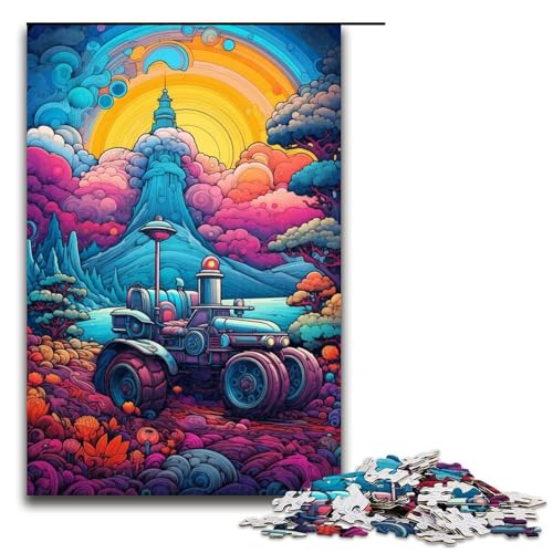 Puzzle für Erwachsene, 1000 Traktor-Puzzle für Erwachsene, Holzpuzzle, Lernspiel (Größe 50 x 75 cm) von WGLINGX