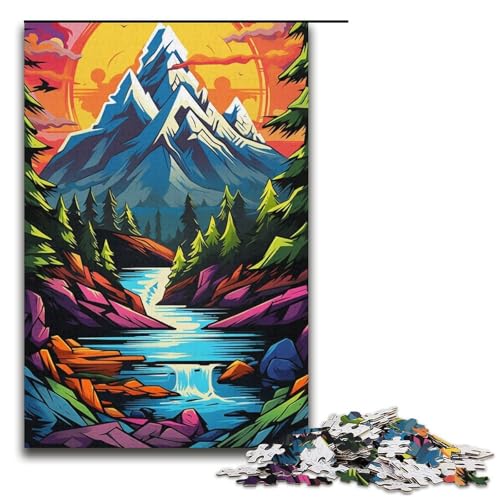 Puzzle für Erwachsene, 1000 farbenfrohe Berg-Puzzles für Erwachsene, Papppuzzle, Erwachsene (Größe 38 x 26 cm) von WGLINGX