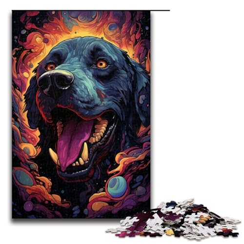 Puzzle für Erwachsene, 1000 farbenfrohe Puzzles mit Wilden, bösartigen Hunden, Holzpuzzle, Erwachsene (Größe 50 x 75 cm) von WGLINGX