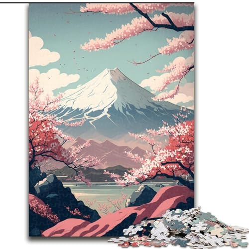 Puzzle für Erwachsene, 1000 japanische Kirschblüten, Holzpuzzle für Erwachsene, DIY-Heimdekoration, Denkspiel für Teenager (Größe 50x75cm) von WGLINGX