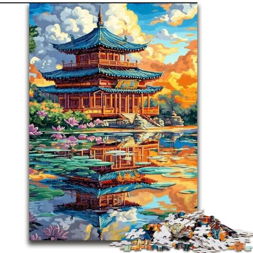 Puzzle für Erwachsene, 1000 japanische antike Tempel, Puzzles 1000 Teile für Erwachsene, geeignet für Geburtstage, Halloween, Erntedankfest, Ostern (Größe 50x75cm) von WGLINGX