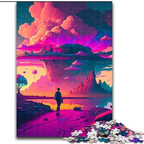 Puzzle für Erwachsene, 1000 psychedelische außerirdische Landschaften, schwierige Puzzles für Erwachsene, anspruchsvolles DIY-Denkspiel für Teenager (Größe 38x26cm) von WGLINGX