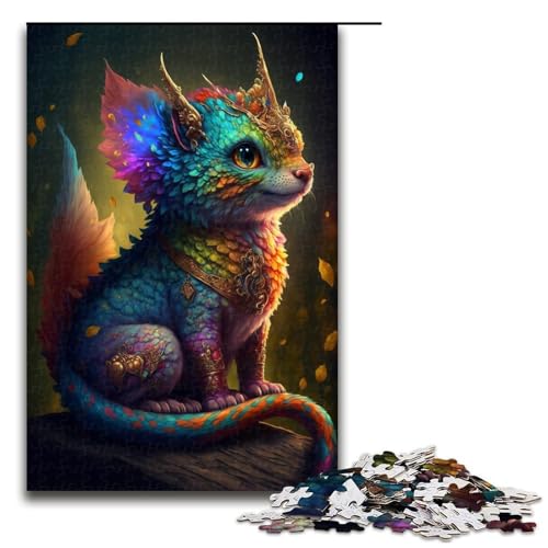 Puzzle für Erwachsene, 1000 süße Drachen, Holzpuzzle, Spielzeug, Wanddekoration (Größe 50 x 75 cm) von WGLINGX