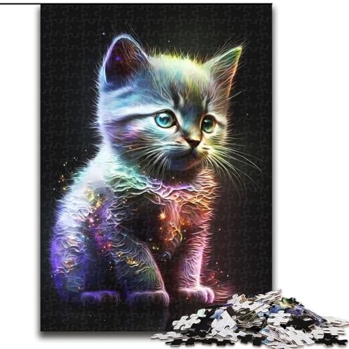 Puzzle für Erwachsene, 1000 süße Holzpuzzles mit Sternenkätzchen, herausfordernd und unterhaltsam, Familienaktivität (Größe 26x38cm) von WGLINGX