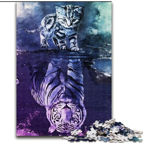 Puzzle für Erwachsene, 1000 süße Katzen-Holzpuzzles, interaktives Familienspiel, Heimdekoration zum Selbermachen, anspruchsvolles Denksportgeschenk (Größe 26x38cm) von WGLINGX