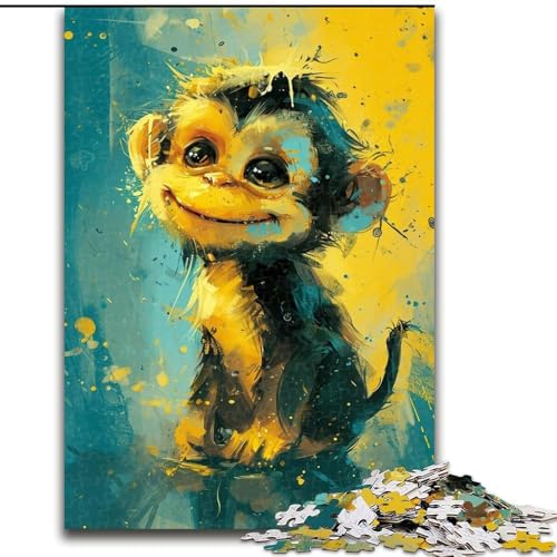 Puzzle für Erwachsene, 1000 süße kleine gelbe Affen, 1000 Teile, Puzzle für Erwachsene, anspruchsvolles DIY-Denkspiel, interaktives Familienspiel (Größe 26x38cm) von WGLINGX