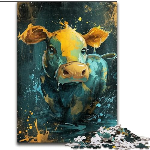 Puzzle für Erwachsene, 1000 süße kleine gelbe Kuh-Holzpuzzles, interaktives Familienspiel, DIY-Heimdekoration, anspruchsvolles Denksportgeschenk (Größe 26x38cm) von WGLINGX