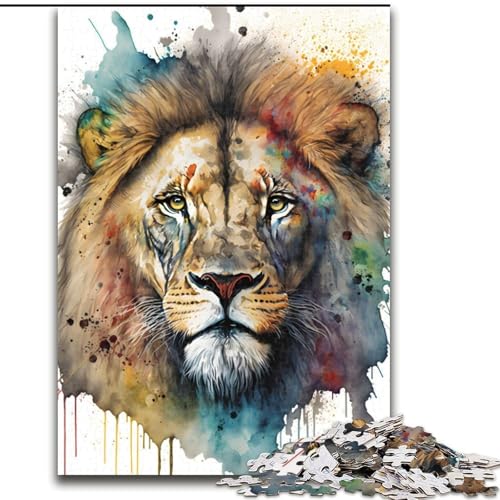 Puzzle für Erwachsene, 1000-teiliger Löwe in Aquarellkunst, Puzzle 1000 Teile für Erwachsene mit interaktivem Familienspiel, Kinder ab 14 Jahren, Größe 26x38cm Puzzle für Erwachsene, 1000-teiliger Löwe in Aquarellkunst, Puzzle 1000 Teile für Erwachsene mit interaktivem Familienspiel, Kinder ab 14 Jahren, Größe 26x38cm von WGLINGX