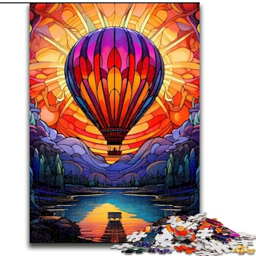 Puzzle für Erwachsene, 1000-teiliges, farbenfrohes Heißluftballon-Holzpuzzle, anspruchsvolles Denkspiel für Teenager, Spaß für die ganze Familie, DIY-Geschenk zur Heimdekoration (Größe 50x75cm) von WGLINGX
