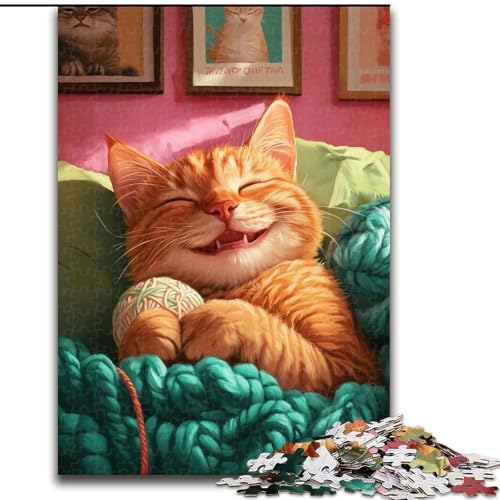 Puzzle für Erwachsene, 1000-teiliges „Katze auf dem Sofa“-Puzzle für Erwachsene, 1000 Puzzles für die ganze Familie, Spaß beim Basteln, perfekt für Geburtstage, Feiertage (Größe 26x38cm) von WGLINGX