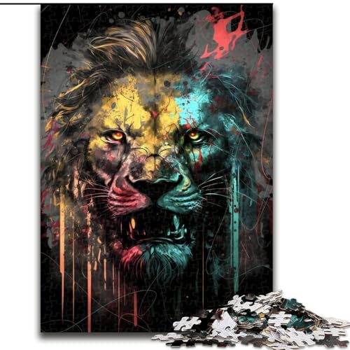 Puzzle für Erwachsene, 1000-teiliges „Löwen malen“-Puzzle, 1000-teiliges, anspruchsvolles Denkspiel für Teenager, perfekt als Heimdekoration oder Geschenk (Größe 26x38cm) von WGLINGX