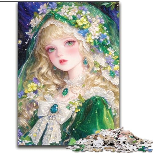 Puzzle für Erwachsene, 1000-teiliges Anime-Mädchen-Holzpuzzle, interaktives Familienspiel, geeignet für Kinder ab 14 Jahren (Größe 50x75cm) von WGLINGX