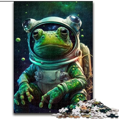 Puzzle für Erwachsene, 1000-teiliges Astronauten-Frosch-Puzzle für Erwachsene, Heimdekoration, Familienspaß, ab 14 Jahren (Größe 26x38cm) von WGLINGX