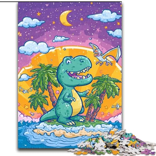 Puzzle für Erwachsene, 1000-teiliges Baby-Dinosaurier-Holzpuzzle, interaktives Familienspiel, geeignet für Kinder ab 14 Jahren (Größe 50x75cm) von WGLINGX