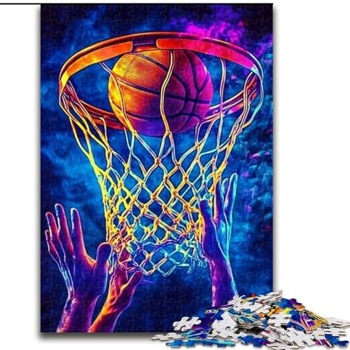 Puzzle für Erwachsene, 1000-teiliges Basketball-Holzpuzzle für Erwachsene, Familienaktivitätsspiel für Teenager, anspruchsvolles Denkspiel (Größe 50x75cm) von WGLINGX