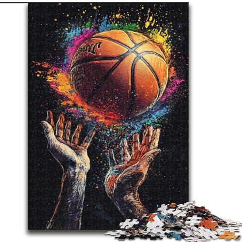 Puzzle für Erwachsene, 1000-teiliges Basketball-Puzzle aus Holz, interaktives Familienspiel, geeignet für Kinder ab 14 Jahren (Größe 50x75cm) von WGLINGX