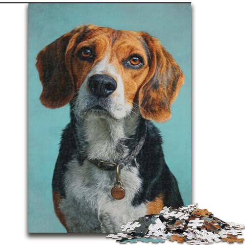 Puzzle für Erwachsene, 1000-teiliges Beagle-Holzpuzzle, interaktives Familienspiel, geeignet für Kinder ab 14 Jahren (Größe 50x75cm) von WGLINGX