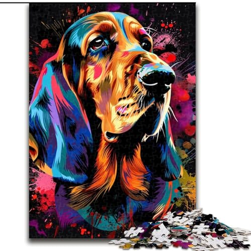 Puzzle für Erwachsene, 1000-teiliges Bloodhound-Kunstpuzzle für Erwachsene, Heimdekoration, Familienspaß, ab 14 Jahren (Größe 26x38cm) von WGLINGX