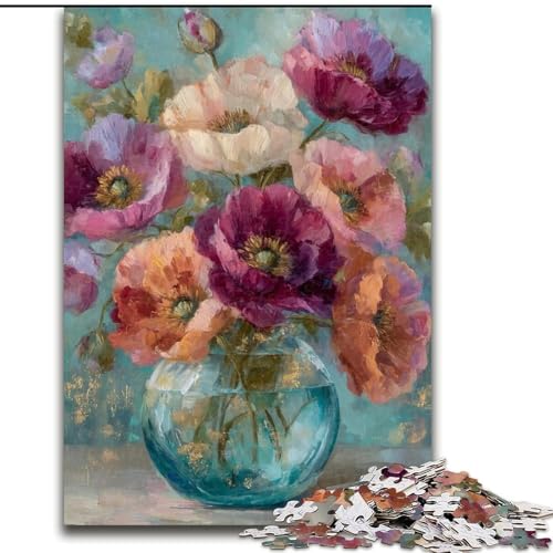 Puzzle für Erwachsene, 1000-teiliges Blumenkunst-Puzzle aus Karton, interaktives Familienspiel, geeignet für Kinder ab 14 Jahren (Größe 26x38cm) von WGLINGX